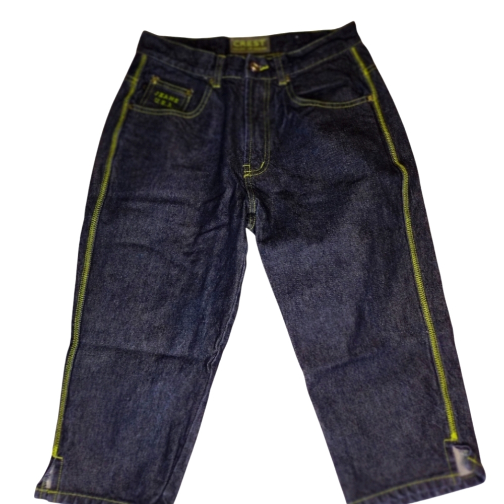 NWOT Mid-rise indigo blue wash denim pedal pushers capris pant jeans boy's W 7/8